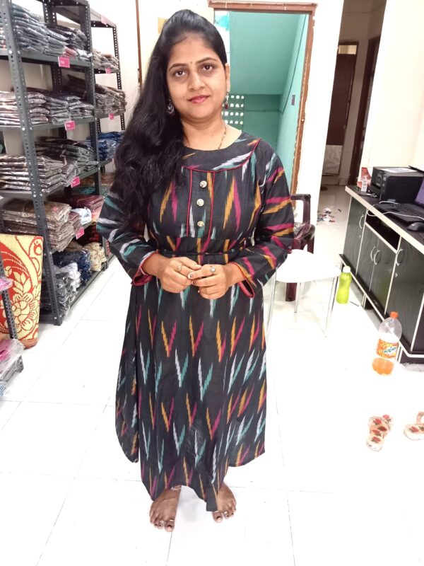 EKKAT UMBRELLA KURTI WITH SLEEVE- HHG_D118_1_BLACK