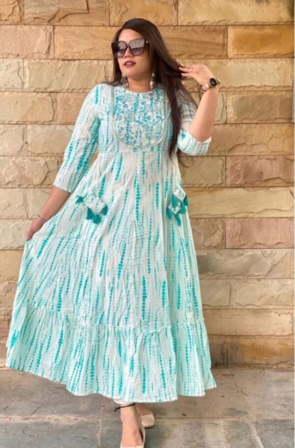 Umbrella Kurti - Rayon - Green